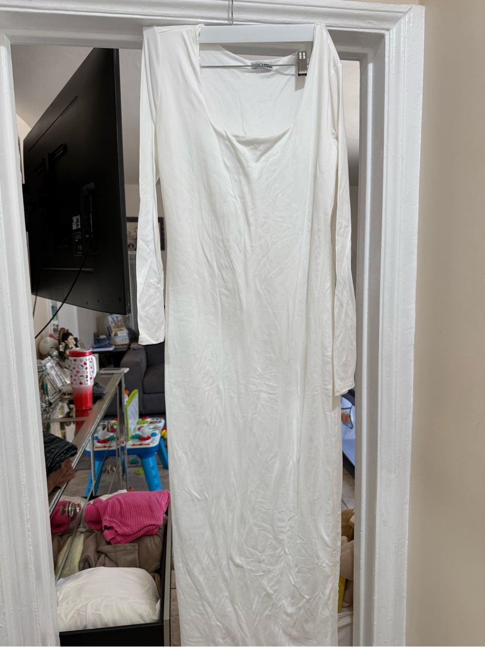 Fashion Nova White Long Sleeve Maxi Dress